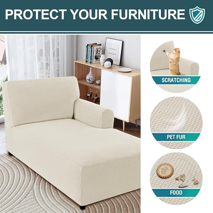 FantasDecor Right Chaise Lounge Cover Stretch Chair Lattice Slipcover - Image 5