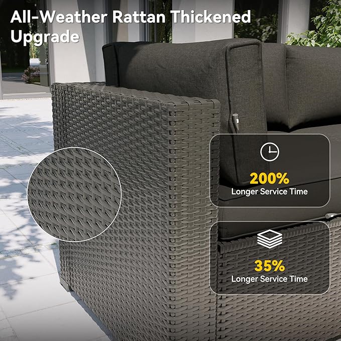 Aoxun Patio Furniture Set, 11 Piece Outdoor Sectional Sofas - Image 4