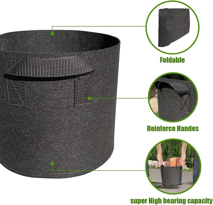 5 Pack 3 Gallon Grow Bags with Handles Garden Vegetable Flower Grow Bags - Image 6