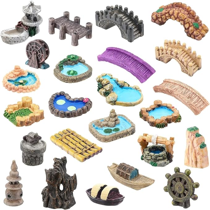 Miniature Grey Stone Arch Bridge, Fairy Garden Accessories, Micro Landscape - Image 2