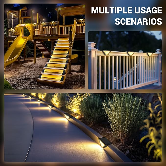 8 Pack Solar Step Lights for Outside, 24 LEDs Solar Stair Lights Waterproof IP65 - Image 2