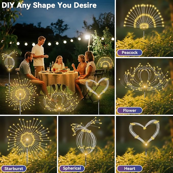 Garden Outdoor Lights, 2 Pack 120 LED Solar Garden Lights Fairy Lights Outdoor - Image 4