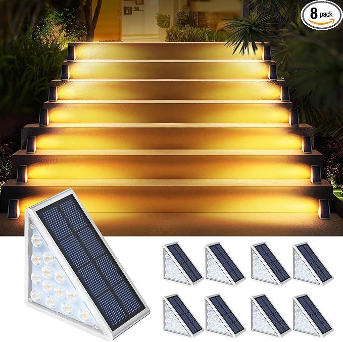 8PK Solar Step Lights, Outdoor Decor Stair Lights Deck Light Waterproof IP67 by AUDLES