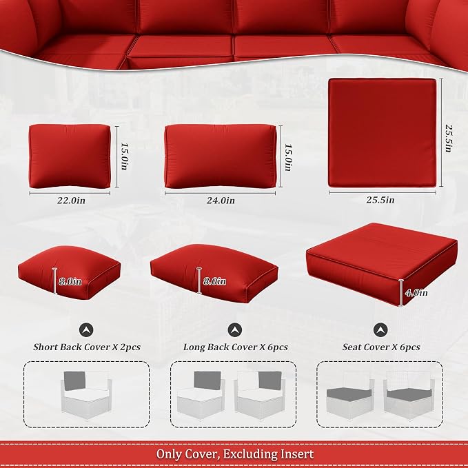 14 Pcs Outdoor Cushion Slipcovers Outdoor Patio Cushion Covers Replacement - Image 2