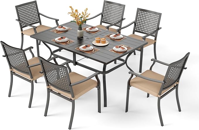 PHI VILLA 7 Pieces Outdoor Dining Set by PHIVILLAThepioneerofcomfortablehouseholdsupplies