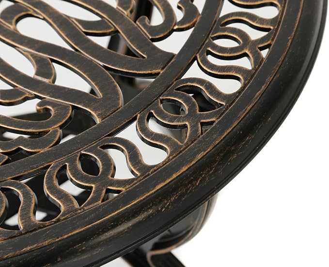 C/G Cast Aluminum Side Table, Decorative Outdoor End Table, Ornate Floral - Image 4