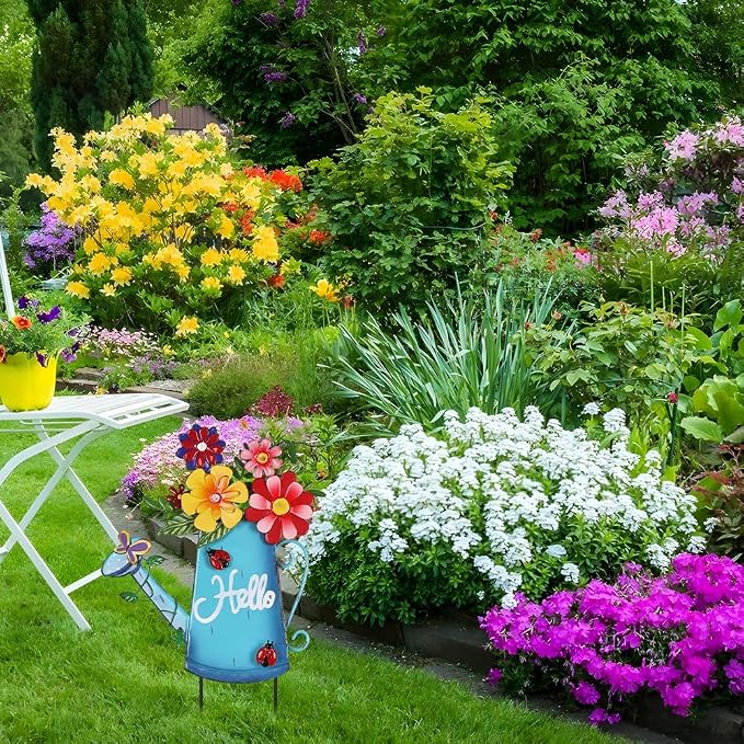 hogardeck Garden Decor for Outside, Metal Watering Can Decorative Garden Stakes - Image 7