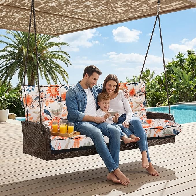 Waterproof Porch Swing Cushion Replacement, 2–3 Seat Swing Seat Cushion - Image 2