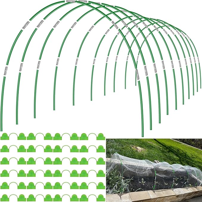 60pcs Garden Hoops for Raised Beds Wide, 8ft Greenhouse Hoops Grow Tunnel for by FuBegi