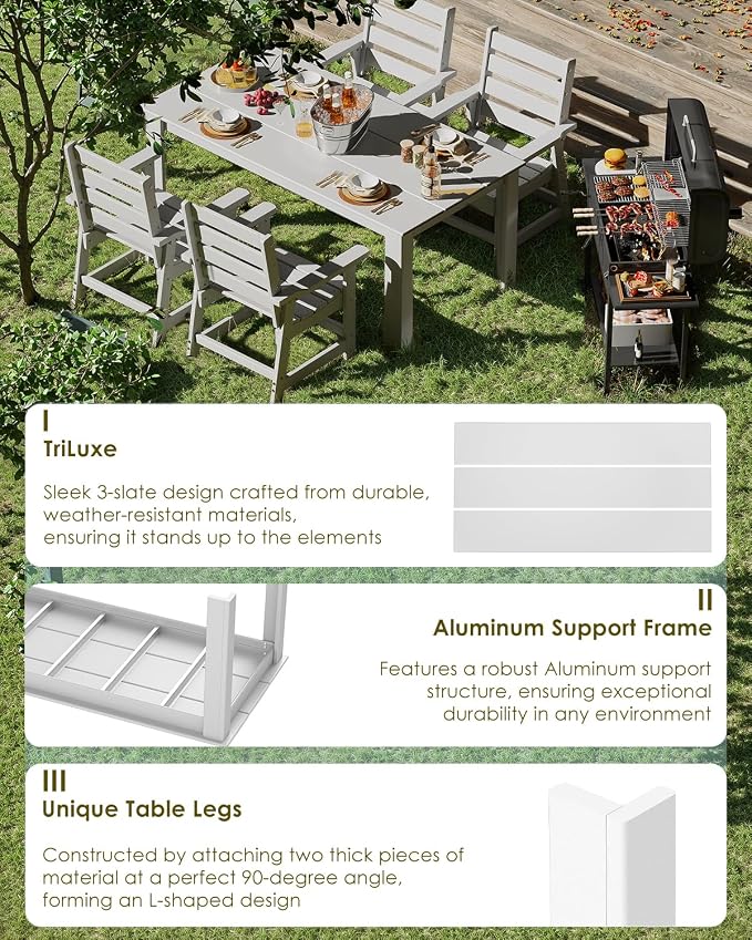 GREENVINES Outdoor Dining Table | 67’’ | HDPE | Rectangle Tables - Image 3