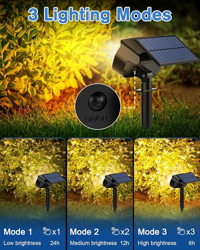 Fabrito 136 LED Solar Spot Lights Outdoor 4 Packs Warm White - Image 5
