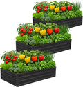 3 Pack 6x3x1FT Galvanized Raised Garden Bed Kit, Outdoor Metal Planter Box by Meberam