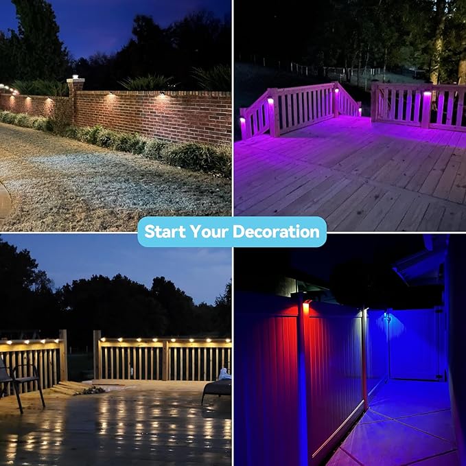Bridika Solar Fence Lights, Fence Lights Solar Powered Outdoor Waterproof Warm - Image 3