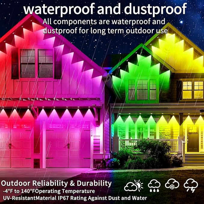 Permanent Outdoor Lights, 400ft RGB Outdoor Led Lights, Music Synchronised Eave - Image 4