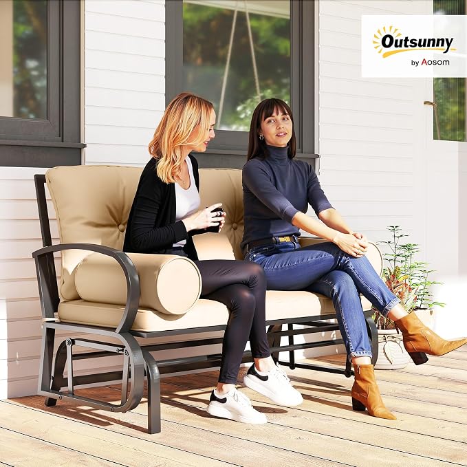 Outsunny Swing Glider Rocking Chair, Double Patio Bench, 2 Person Loveseat - Image 2