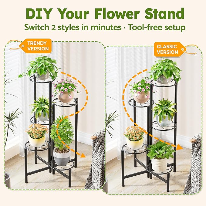 Corner Plant Stand Indoor Outdoor Tall Metal Flower Pot Stands - Image 4