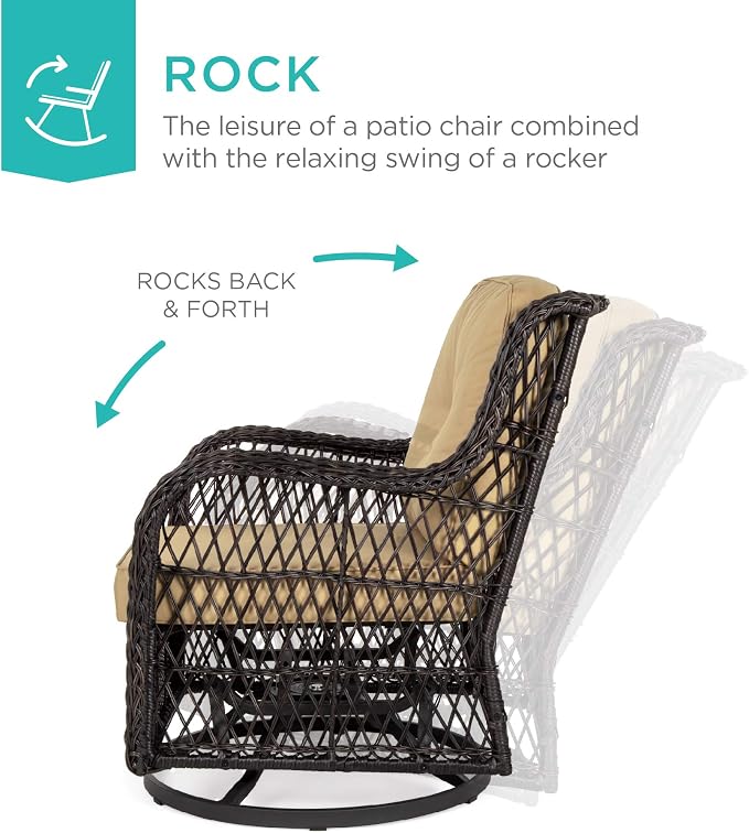 Best Choice Products 3-Piece Outdoor Wicker Patio Bistro Set w/ 2 360-Degree - Image 3