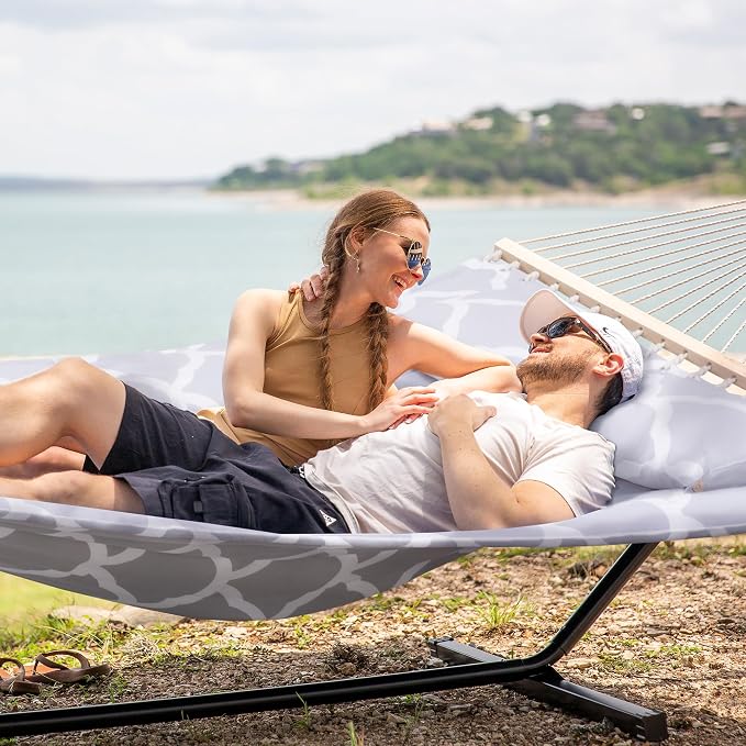 SUNCREAT Double Hammock, Extra Large Quilted Fabric Swing - Image 2