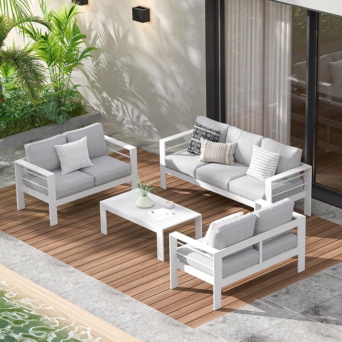 Wisteria Lane Aluminum Outdoor Patio Furniture Set, Modern Patio Conversation by WisteriaLane