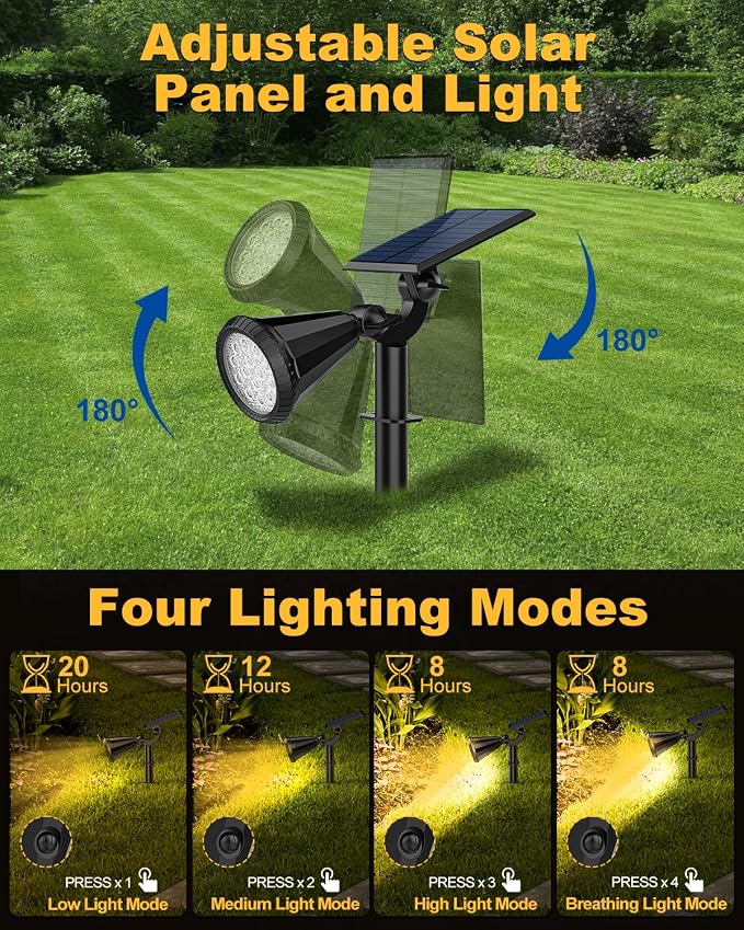 Outdoor Solar Spot Lights, 6 Pack IP65 Waterproof Spotlights - Image 4
