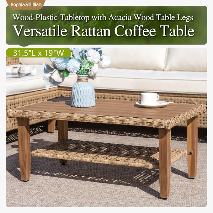 Sophia & William Boho Rattan Patio Sectional Set - Image 5