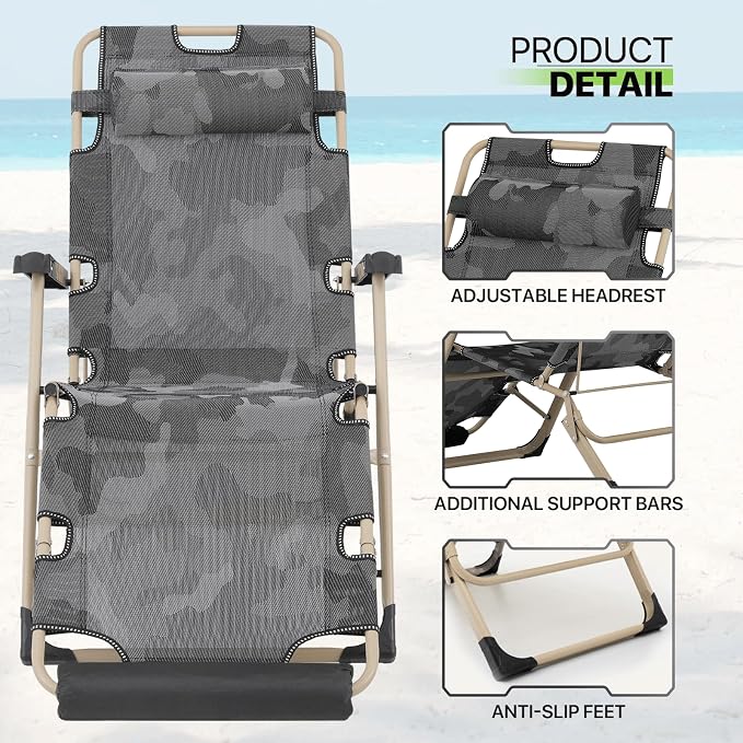 Magshion Folding Patio Chairs Set of 2, Outdoor Lounge Chair - Image 10