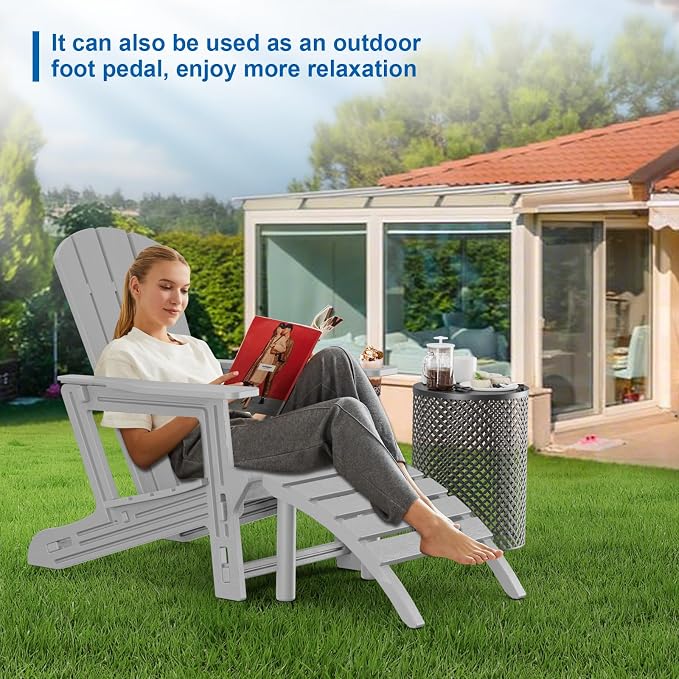 FONTOI Adirondack Ottoman, HDPE Plastic Adirondack Chair Footstool, All Weather - Image 6