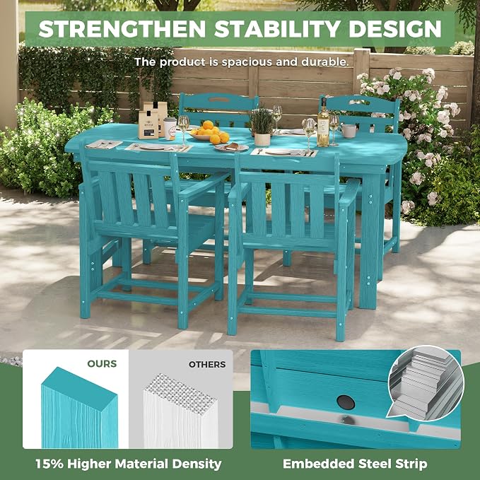 HDPE Outdoor Dining Set, Patio Table and Chairs Set, All-Weather 5-Piece - Image 4