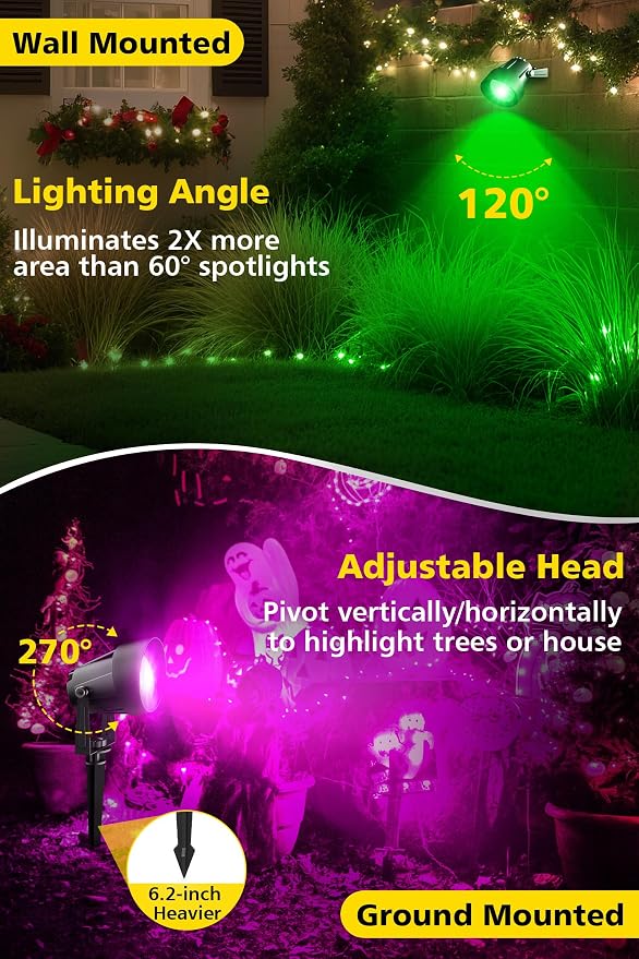 T-SUN Smart Color Changing Landscape Lights, RGBW Spotlights Outdoor - Image 7