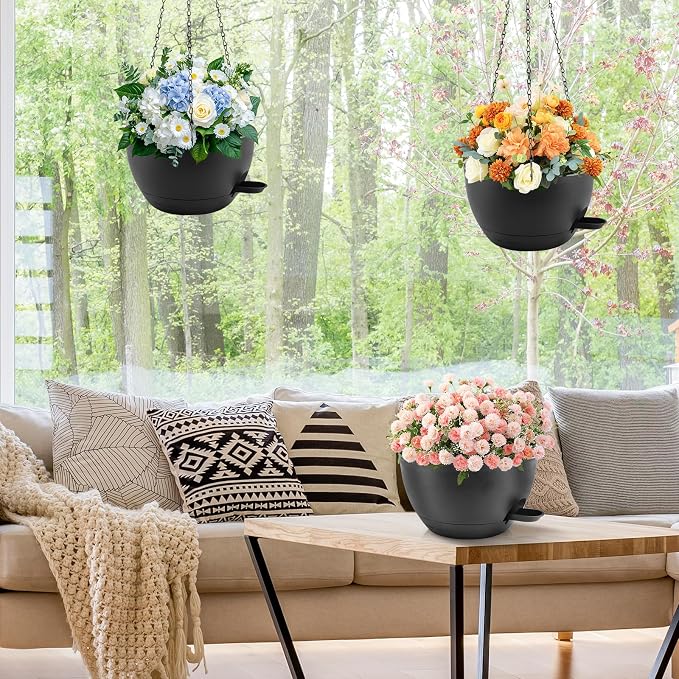 10 inch Hanging Planters for Indoor Plants, 3 Pack Self-Watering Hanging - Image 2