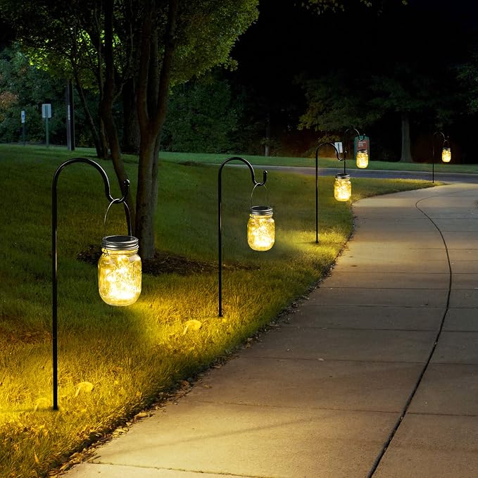 Mlambert Mason Jar Solar Lights -30 LED, 6 Pack Hanging Solar Lanterns Outdoor - Image 7