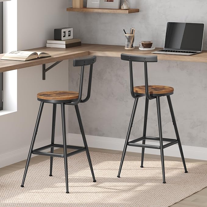 Bar Stools, Metal Frame, Adjustable Feet, Easy Assembly, - Image 6