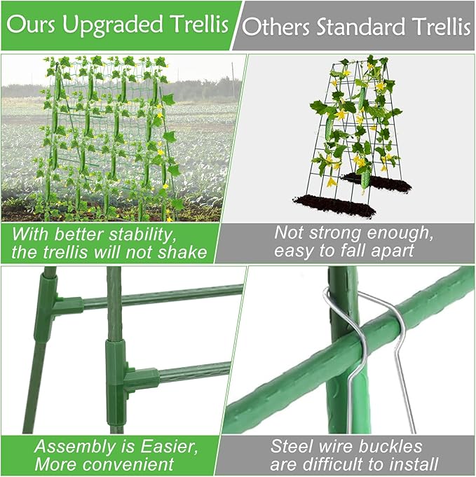 32 x 53 Inch Cucumber Trellis for Climbing Plants Outdoor A-Frame Garden - Image 5