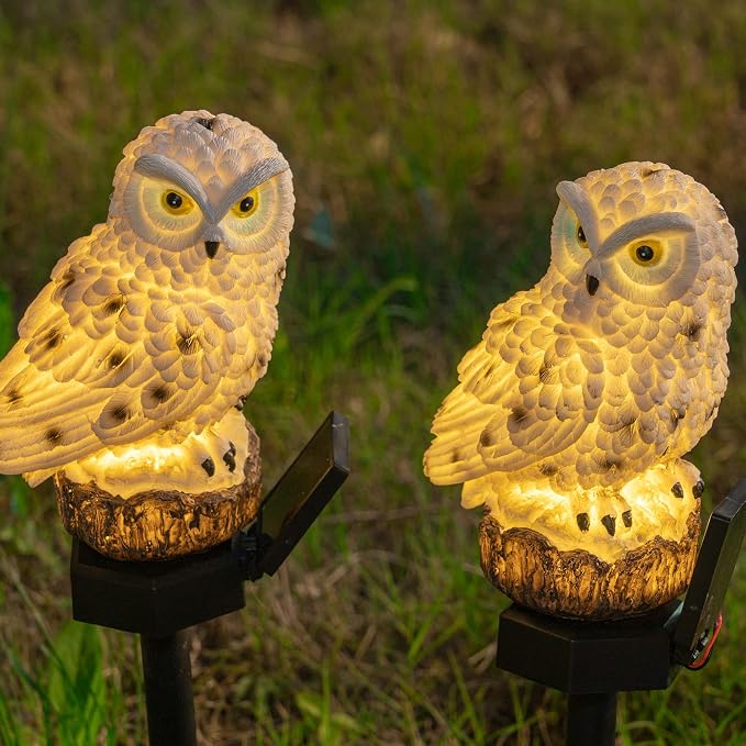 Dazzle Bright 2 Pack Owl Figure Solar LED Lights, Resin Garden Waterproof - Image 7