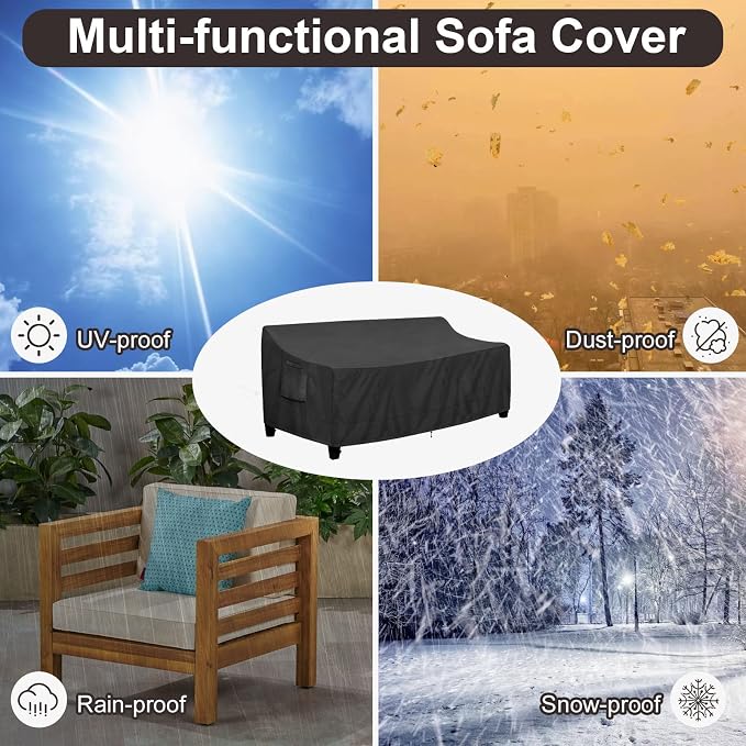 PureFit Outdoor Couch Cover Waterproof Patio Sofa Furniture Covers, 4-Seater - Image 6