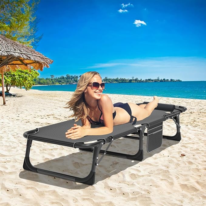 DoCred Heavy Duty Chaise Lounge Chair, Adjustable 5-Position Folding Chaise - Image 2