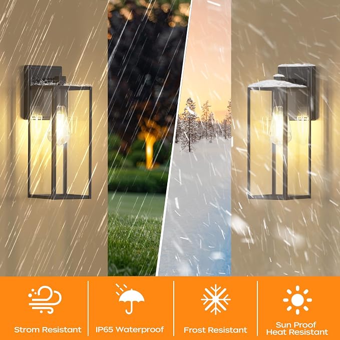 WIHTU 16in Outdoor Light Fixture Wall Mount, LED Exterior Lighting fixtures - Image 2