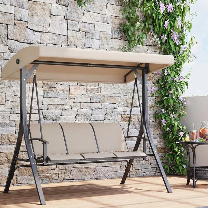 3-Seat Patio Swing Chair, Outdoor Porch Hanging Chairs - Image 8