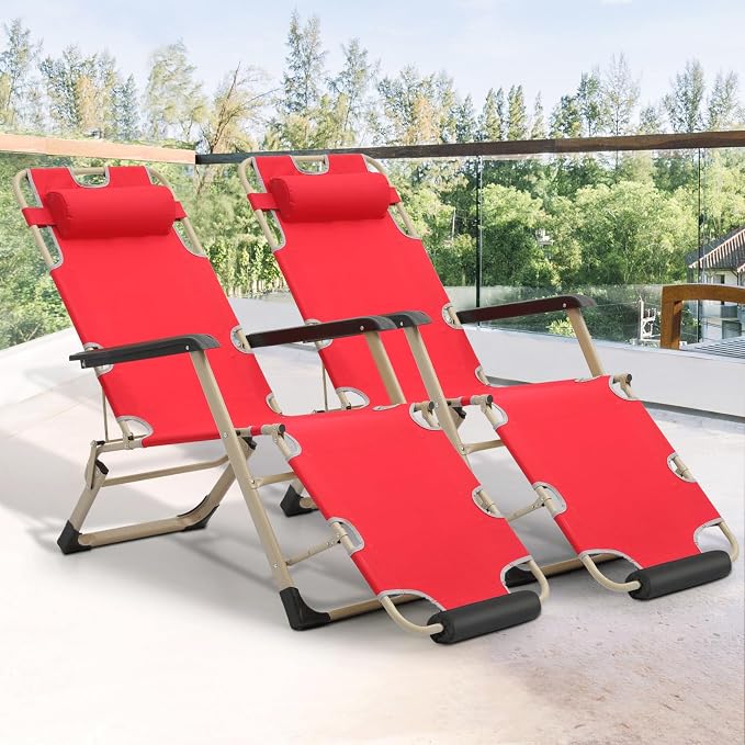 Magshion Folding Patio Chairs Set of 2, Outdoor Lounge Chair - Image 4