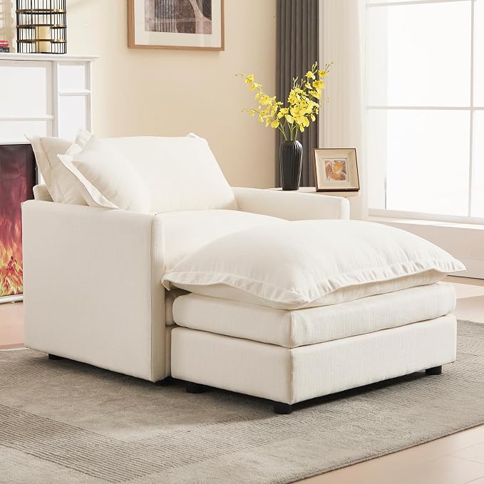 Oversized Chair with Ottoman Upholstered Comfy Single Sofa Chaise Lounge Chair - Image 5