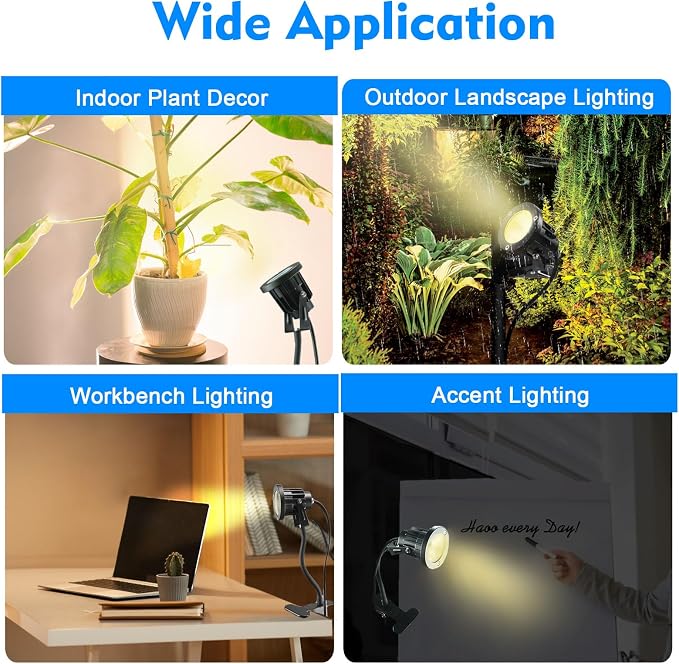 LED Spot Lights Plug in Outdoor Indoor Light 7W 3000K 9.8ft Power Cord - Image 7