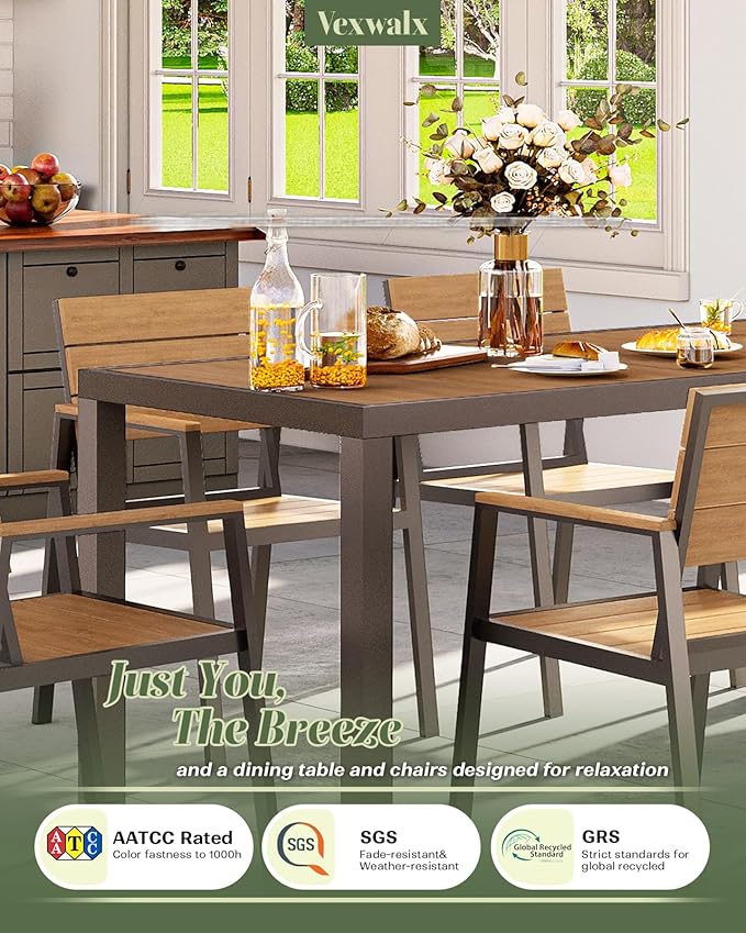 7-Piece Outdoor Dining Set, Aluminum Dining Table Set - Image 4