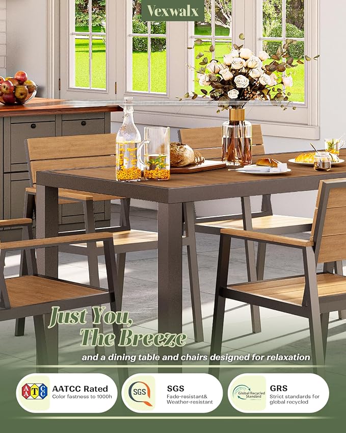 5-Piece Outdoor Dining Set, Aluminum Dining Table Set - Image 4