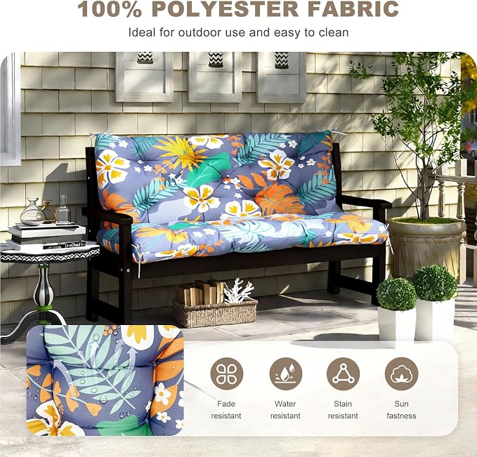 Porch Swing Cushion with Backrest, Waterproof Bench Cushion - Image 2