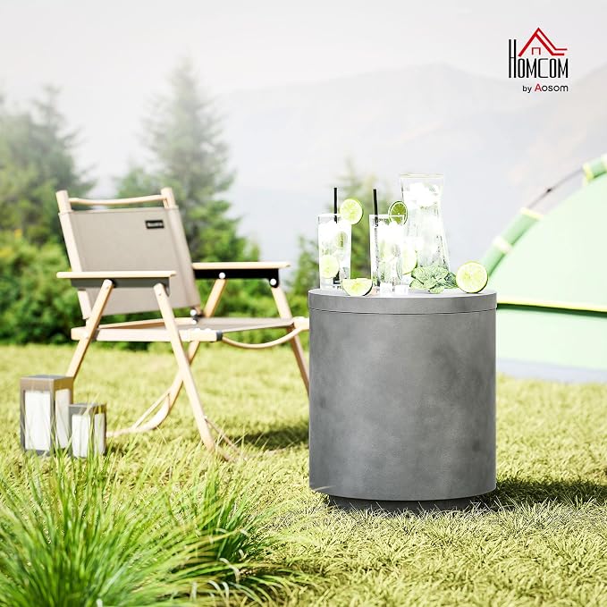 HOMCOM 2.6 Gal Outdoor Cooler Side Table, 3-in-1 Cool Coffee Table - Image 2