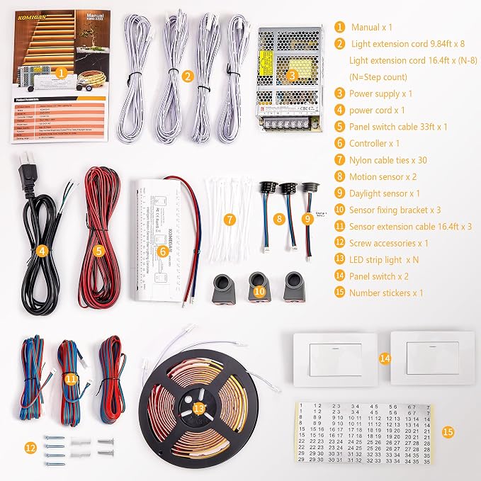 Intelligent Motion Triggered LED Stair Lighting Kit KMG-3233 - Image 7