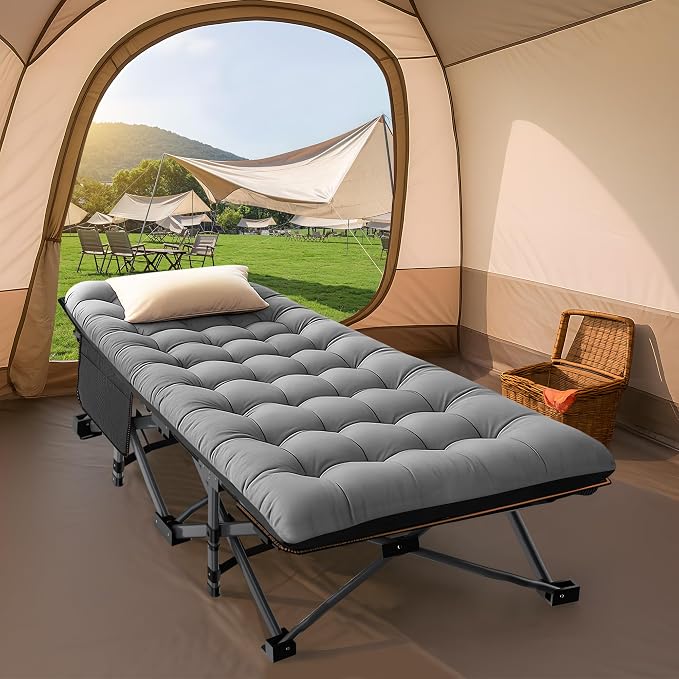 ABORON Camping Cot for Adult 28" Extra Wide, Heavy-Duty 1200D Oxford Cot for - Image 7