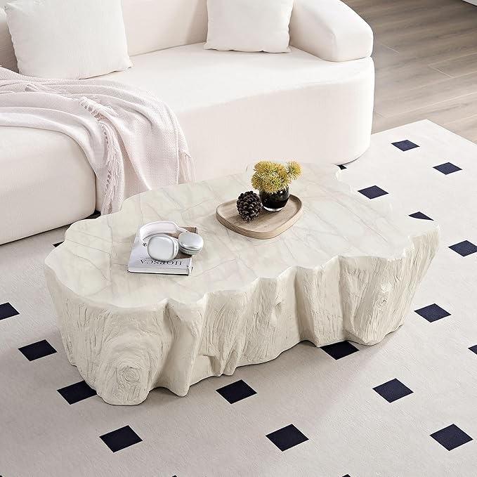 48.62" Coffee Table Modern Unique Shape Fiberglass Center Table by JURMALYN