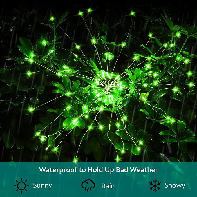 JJGoo Solar Firework Lights, 2 Pack 120 LEDs 2 Lighting Modes Solar Garden - Image 6
