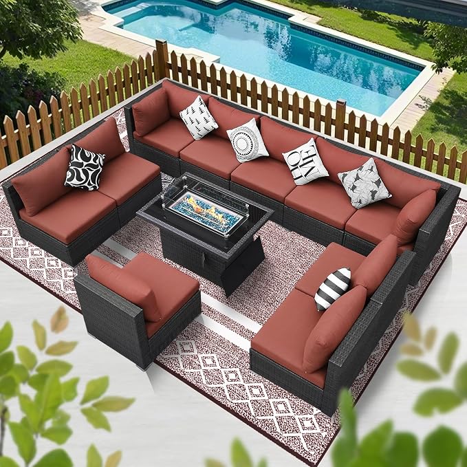BULEXYARD 11 Piece High Back Patio Furniture Set - Image 9